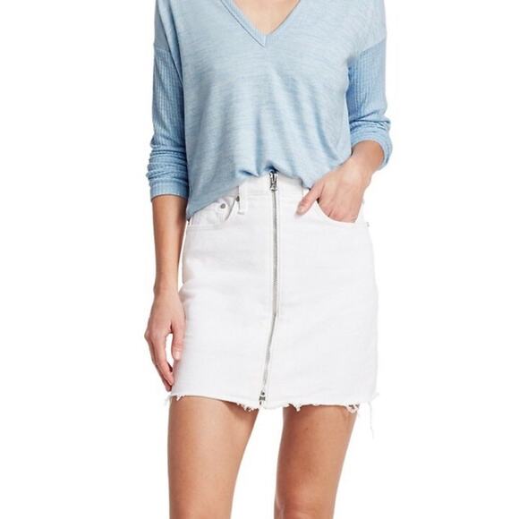 Rag & Bone Anna Full-Zip Front Frayed Denim Skirt Size 26 - Picture 2 of 10